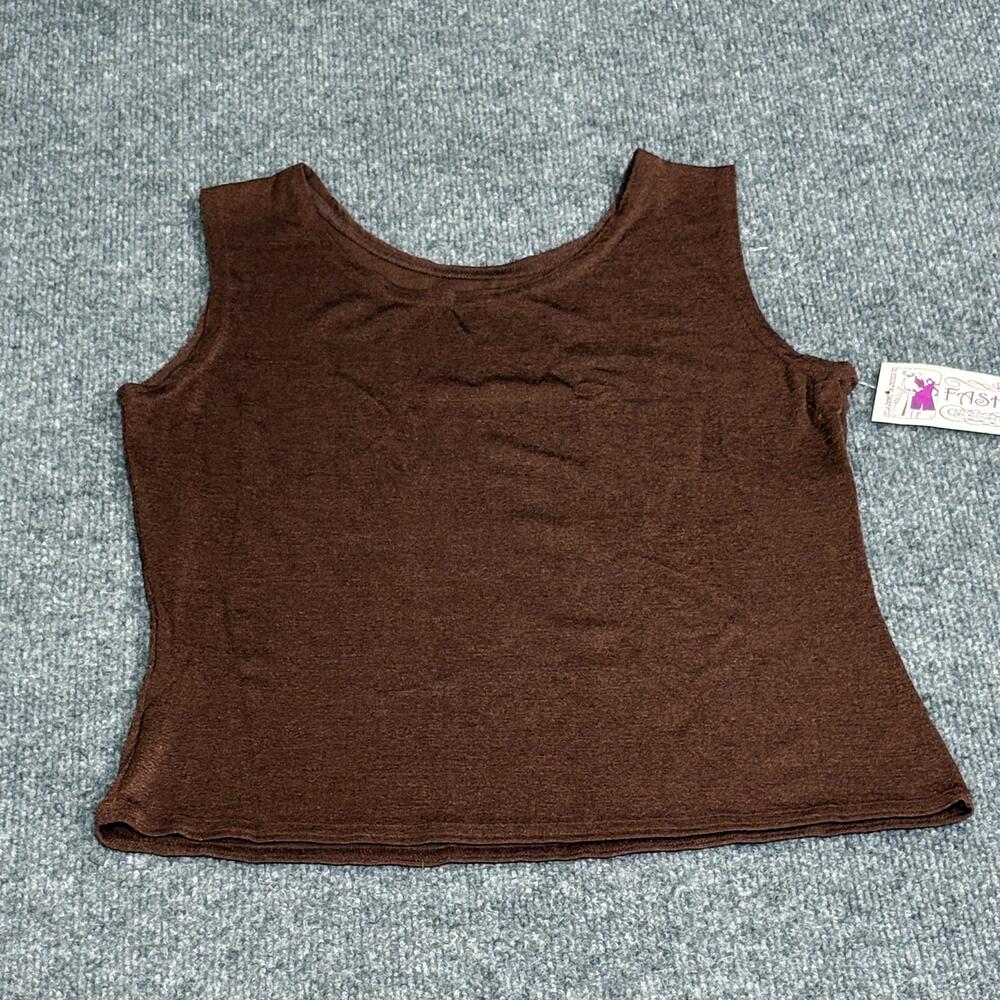 Fashque Shirt Womens Medium Brown Sleeveless Tank Top Nylon Blend Made USA